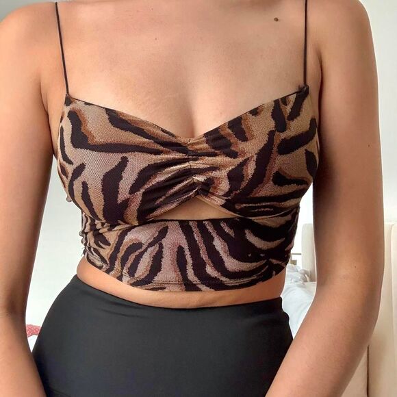 Urban Outfitters Tiger Print Cutout Cami Top - Picture 1 of 5